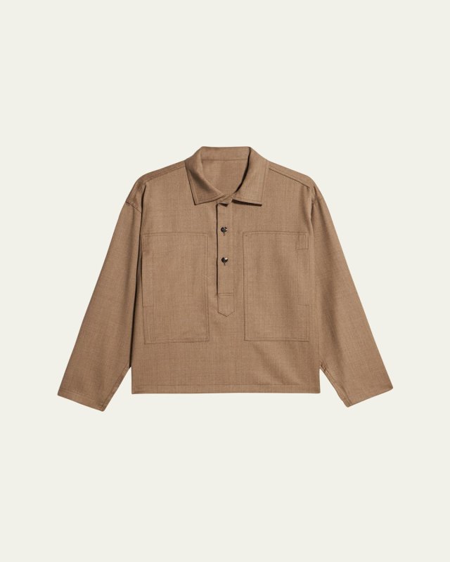 Polo Wool Overshirt with Macro Pockets